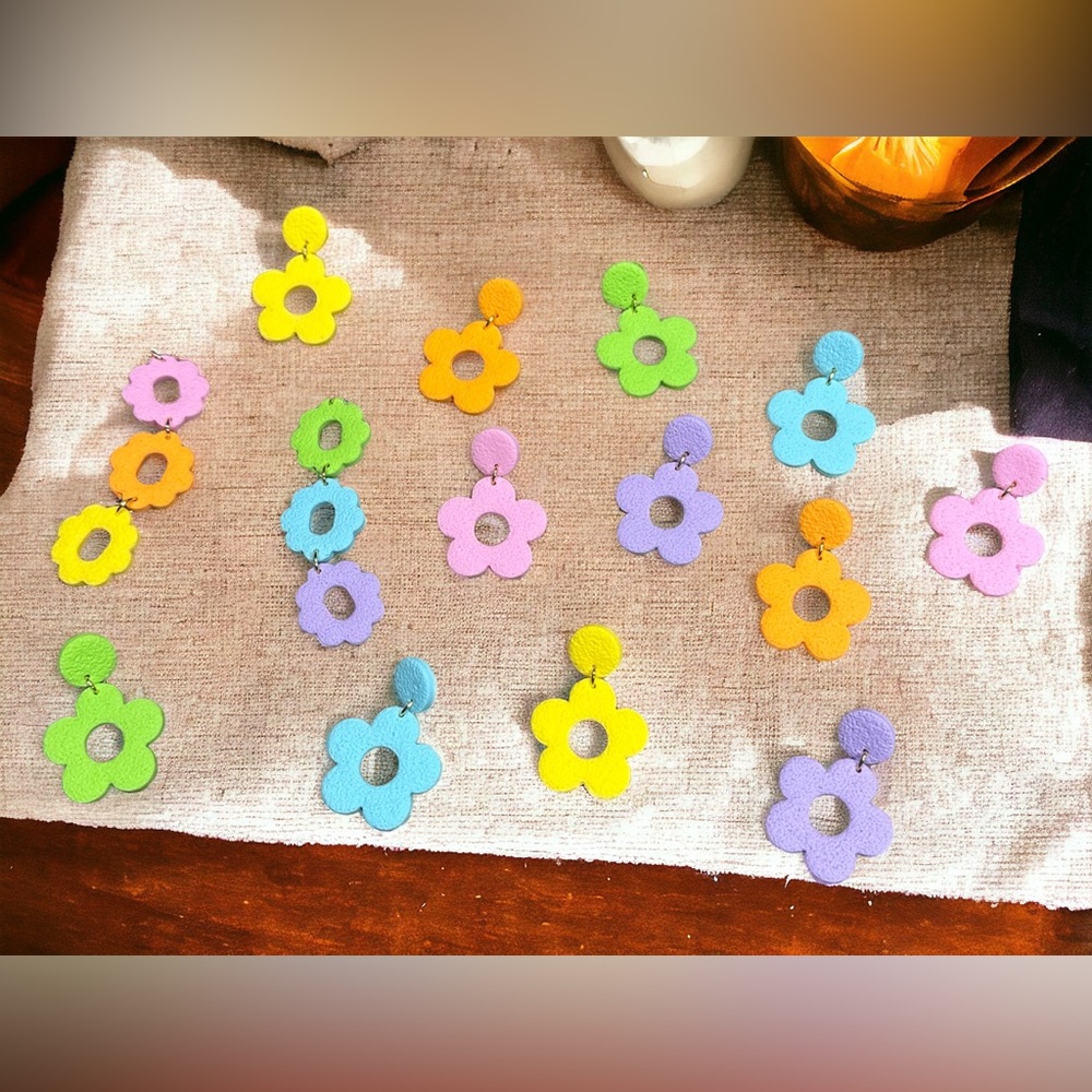 Pastel Flower Stud Polymer Clay Earrings